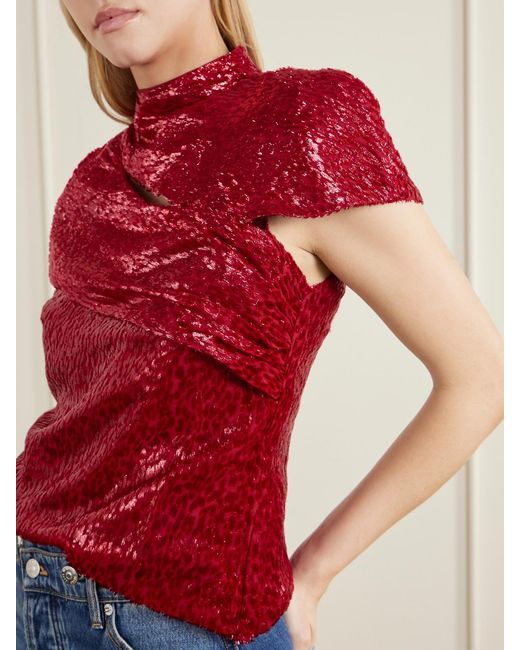 Self-Portrait Red Top With Lurex Thread