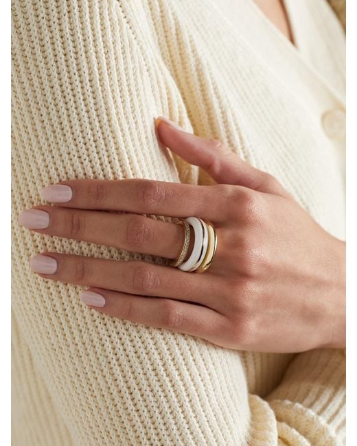 Set De Trois Bagues En Or 14 Carats (585/1000) Recyclé, Agate Et Diamants The Albert, Essential Stacking Et Triple Eternity BY PARIAH en coloris Natural