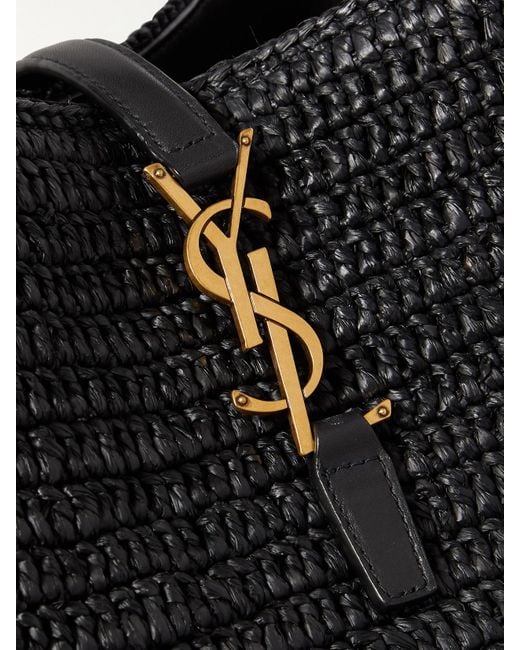 Saint Laurent Black Le 37 Leather-Trimmed Raffia Bucket Bag