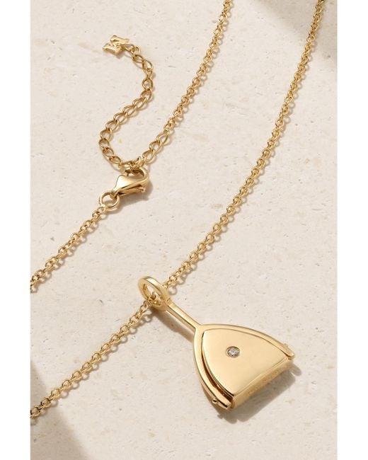 Mateo Natural Flip 14-Karat, Malachite And Diamond Necklace