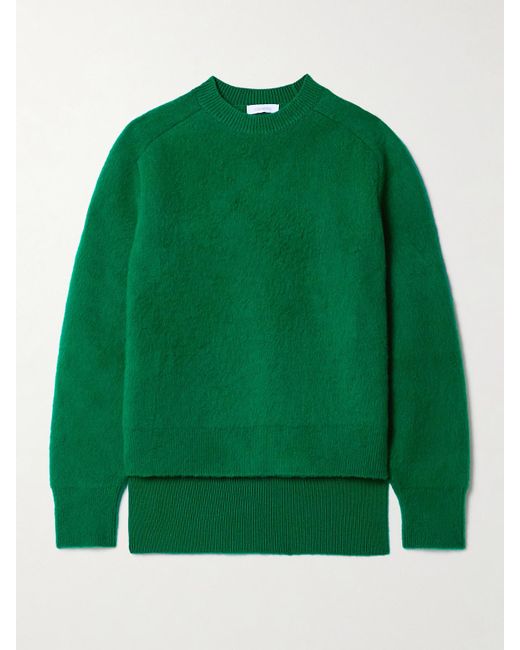 Rabanne Green Chain-Embellished Brushed-Wool Sweater