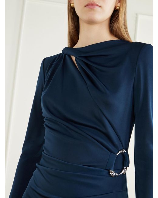 Rebecca Vallance Blue Kiana Embellished Gathered Stretch Mini Dress