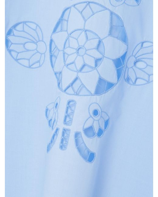 Vita Kin Blue Havana Scalloped Broderie Anglaise Cotton-Poplin Tank
