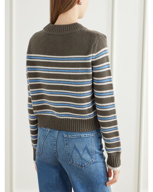 La Ligne Brown Mini Marin Striped Wool And Cashmere-Blend Sweater