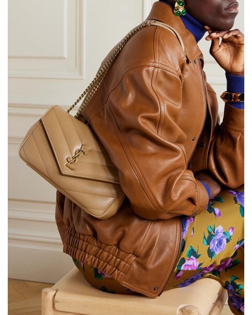 Saint Laurent Natural Loulou Schultertasche Aus Gestepptem Leder