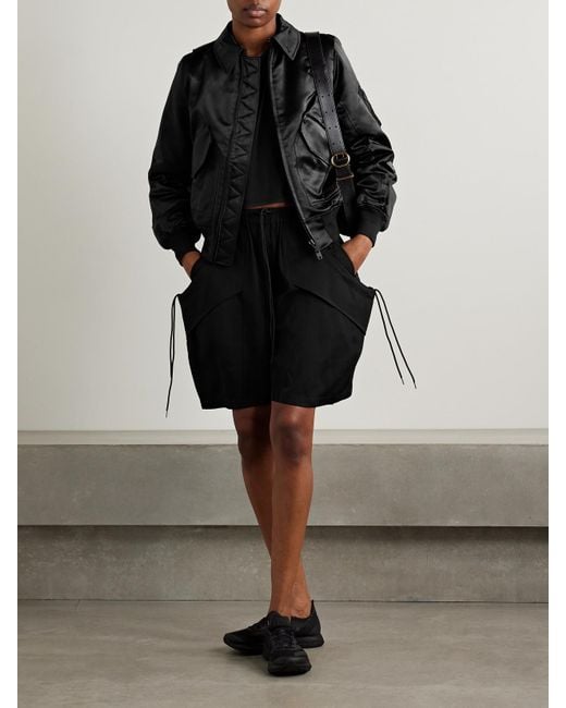 Adidas Originals Black Y-3 Wattierte Bomberjacke Aus Satin
