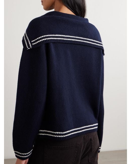 &Daughter Blue Saoirse Sailor Striped Wool Cardigan