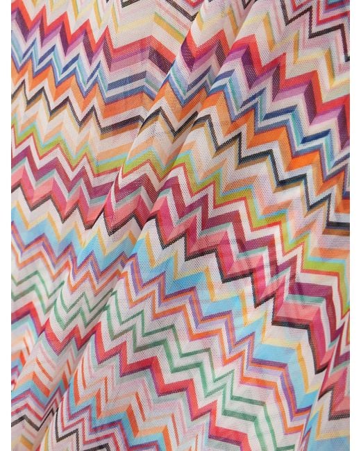 Missoni Pink One-Shoulder Striped Stretch-Mesh Coverup