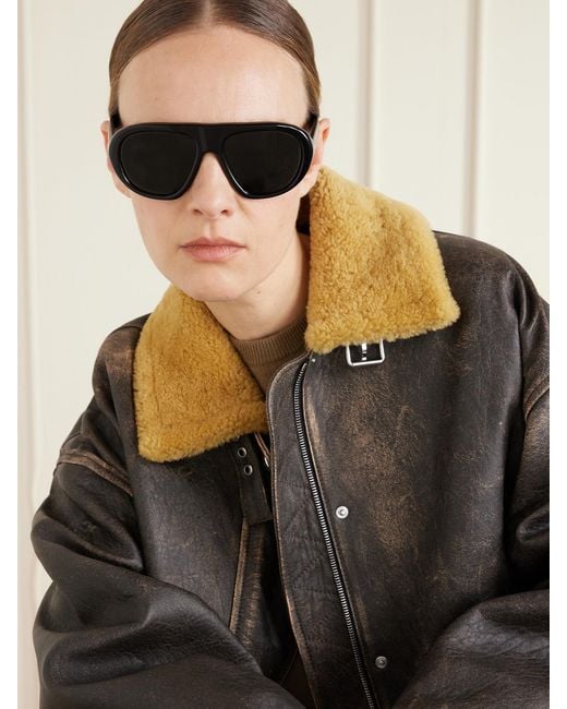 Prada Black Oversized Aviator-Style Acetate Sunglasses