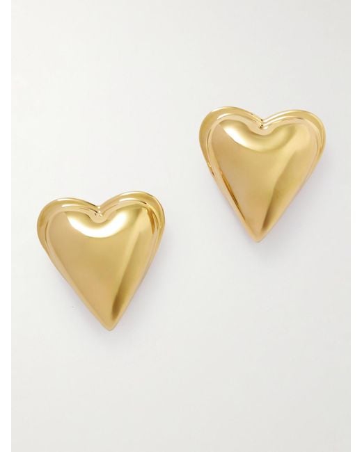 Alaïa White Bombe Goldfarbene Ohrringe