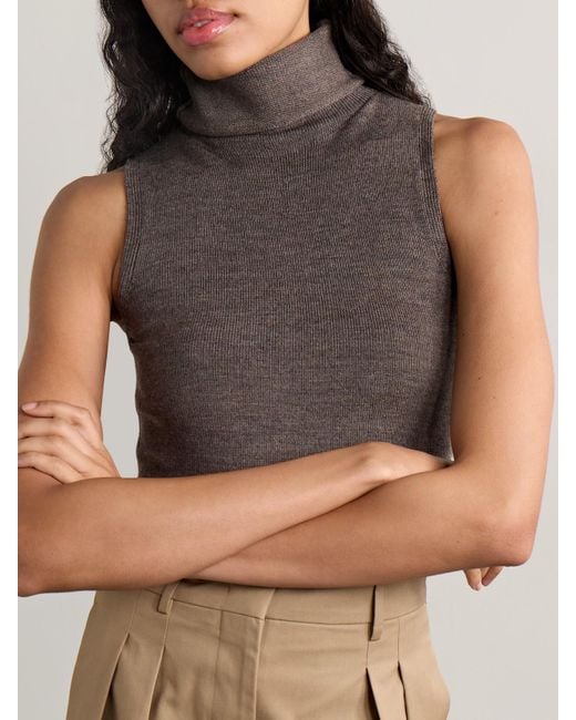 Pull Sans Manches À Col Roulé En Laine À Écharpe Canal Staud en coloris Brown