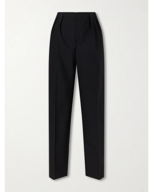 Jil Sander Black Pleated Wool Straight-Leg Pants