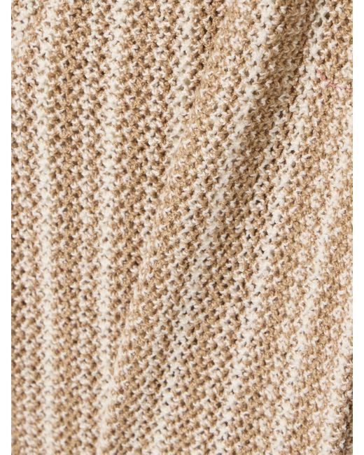 The Elder Statesman Natural Striped Crocheted Cotton Straight-Leg Pants