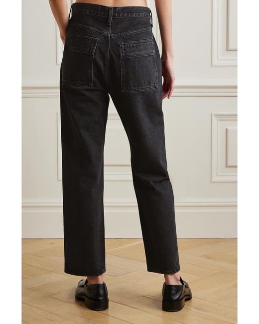 Agolde Black Net Sustain Cooper Cargo High-Rise Straight-Leg Organic Jeans