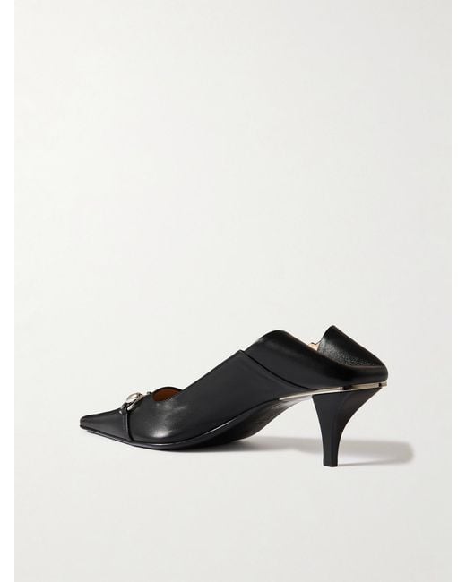 Gucci Black Vittoria Collapsible-Heel Horsebit-Embellished Leather Pumps
