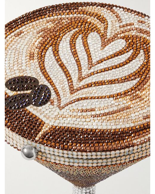 Judith Leiber White Martini Espresso Crystal-Embellished-Tone Clutch