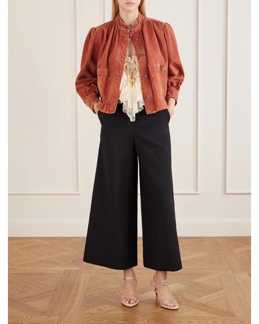 Chloé Blue Wide-Leg Wool Crepe Pants