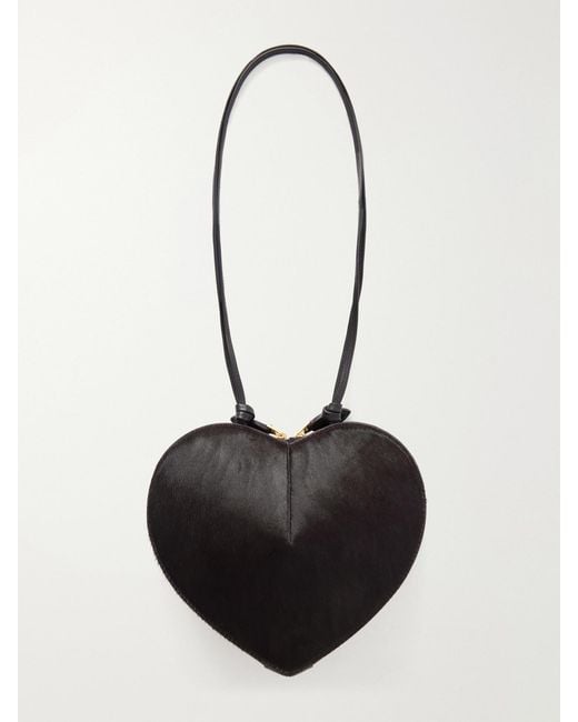 Alaïa White Le Coeur Leather-Trimmed Calf Hair Shoulder Bag