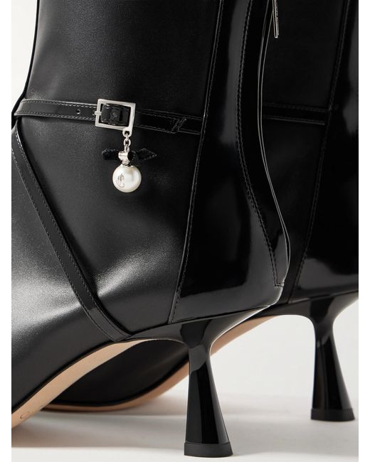 Jimmy Choo Black Aren 65 Embellished Paneled Leather Ankle Boots