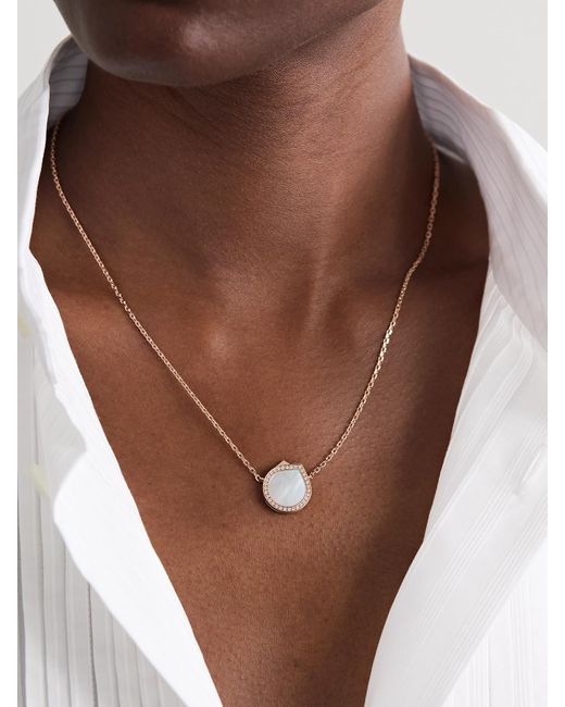 Repossi Natural Antifer 18-Karat Rose, Mother-Of-Pearl And Diamond Necklace