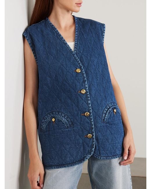 Blazé Milano Blue Suffolk Padded Quilted Denim Vest