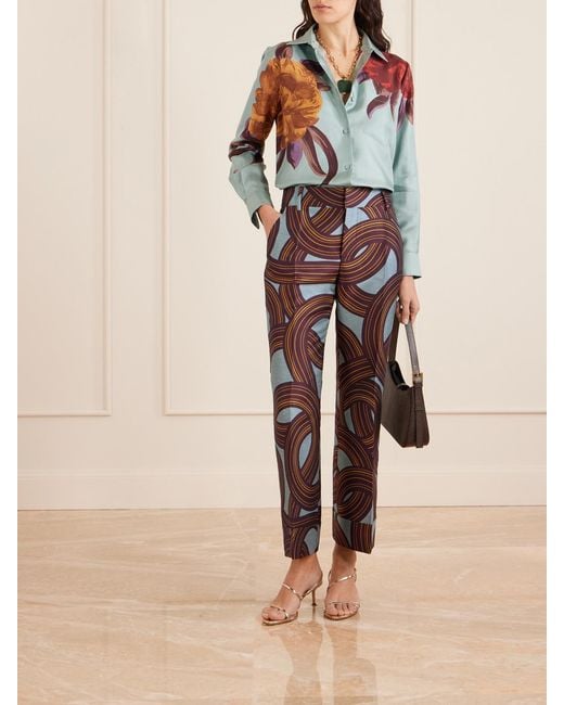LaDoubleJ Blue Hendrix Cropped Jacquard Straight-Leg Pants