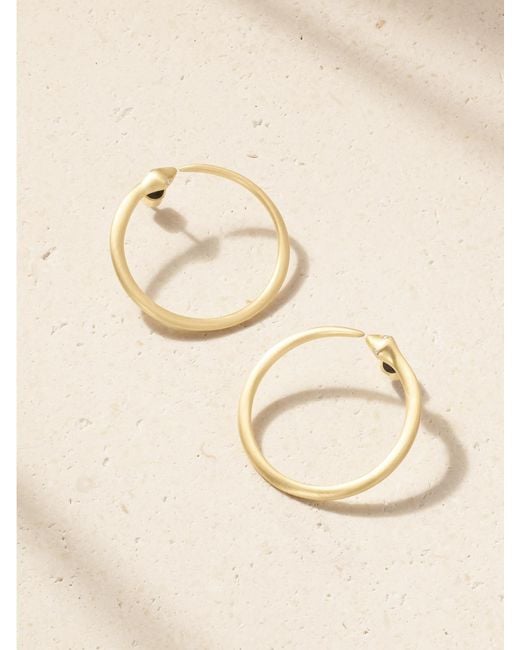 Ileana Makri Natural Snake 18-Karat Diamond Hoop Earrings