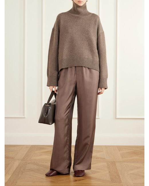 Loulou de Saison Brown Jonah Cropped Cashmere Turtleneck Sweater