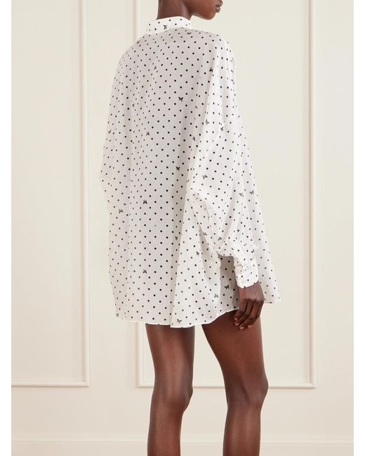 Kiki de Montparnasse White Kiki Polka-Dot Cotton And Silk-Blend Shirt