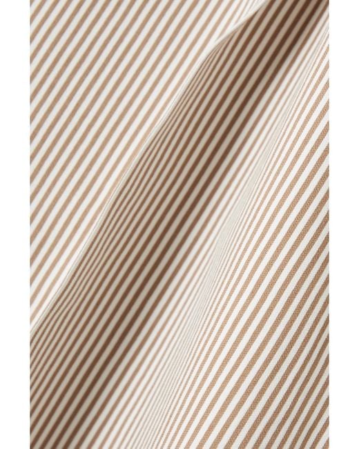 Max Mara Natural Zampino Pleated Striped Cotton And Silk-Blend Shorts