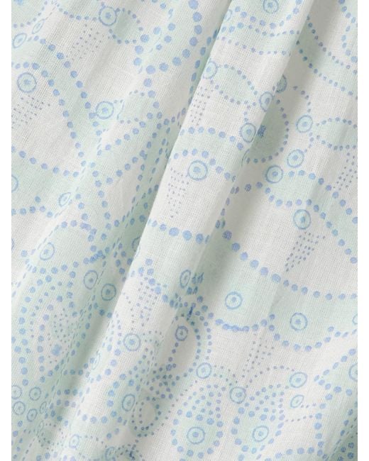 Thierry Colson White Vladia Midikleid Aus Bedrucktem Baumwoll-Voile Mit Troddeln