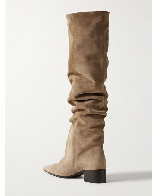 Khaite Natural Andee Overknees Aus Veloursleder