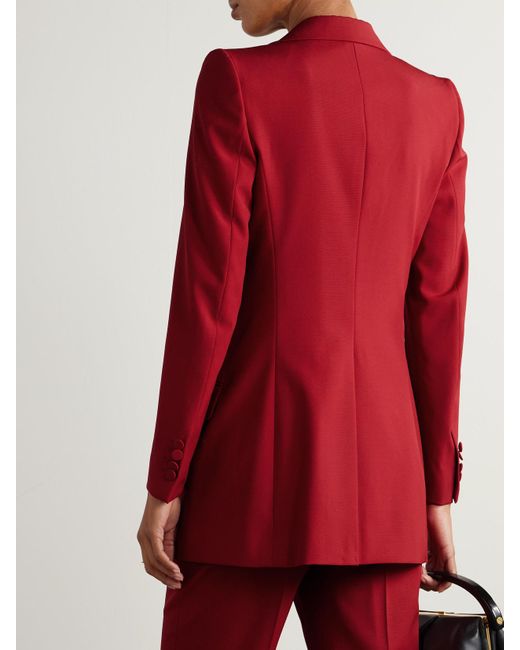 Dries Van Noten Red Double-Breasted Wool Blazer