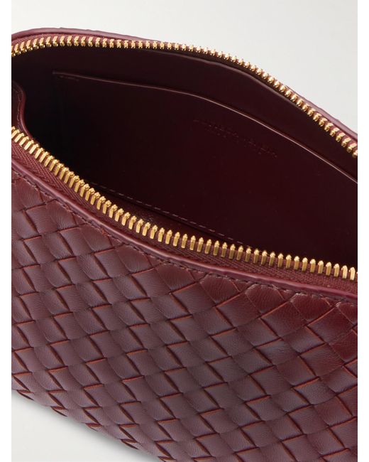 Bottega Veneta Red Concert Pouch Intrecciato Leather Shoulder Bag