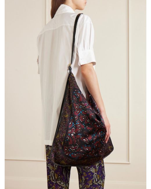 Dries Van Noten Black Printed Satin Shoulder Bag
