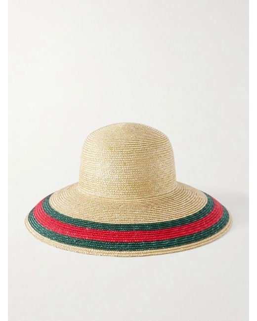 Gucci Natural Beverlie Striped Straw Hat