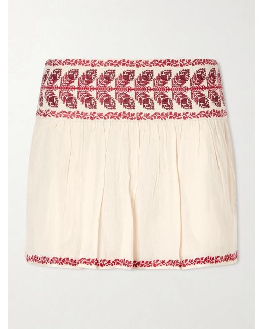 Isabel Marant Pink Picadilia Embroidered Organic Cotton Mini Skirt