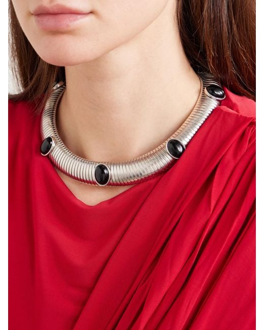 Tour De Cou En Plaqué Rhodium Et Onyx Celeste Julietta en coloris Natural