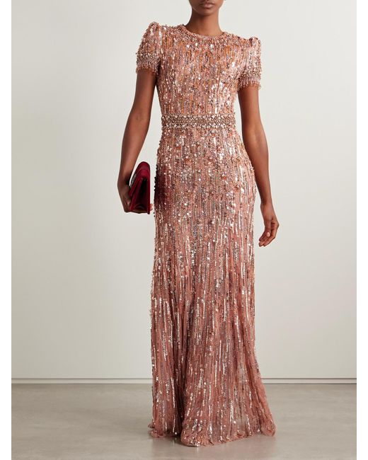 Jenny Packham Pink Roxy Robe Aus Tüll Mit Verzierungen