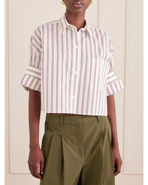 Twp Natural Next Ex Cropped Striped Cotton And Silk-Blend Shirt