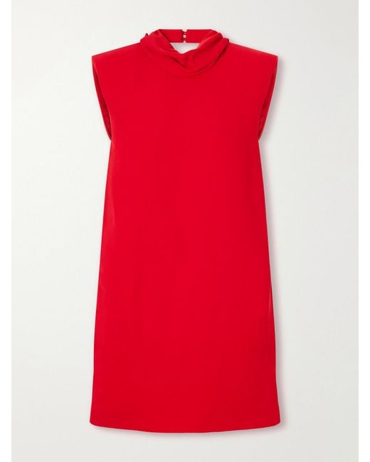 Valentino Garavani Red Draped Silk-Cady Turtleneck Mini Dress