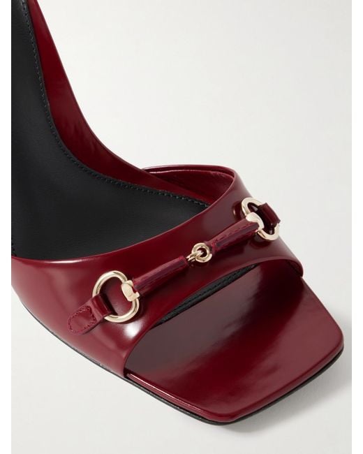 Mules En Cuir Verni À Mors De Cheval Selene Gucci en coloris Brown