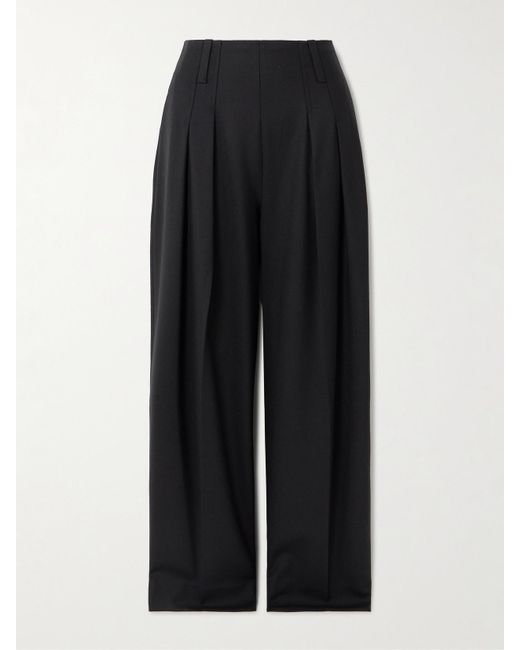 Victoria Beckham Black Cinch Hose Mit Weitem Bein Aus Twill Mit Falten