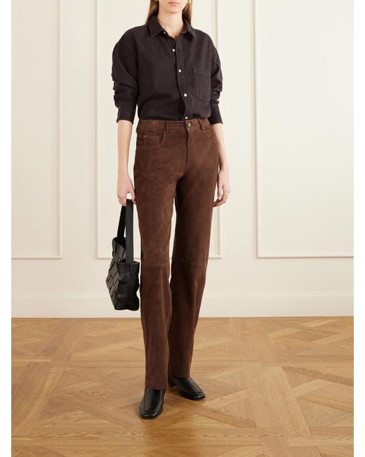 Arma Brown Jean Suede Straight-Leg Pants