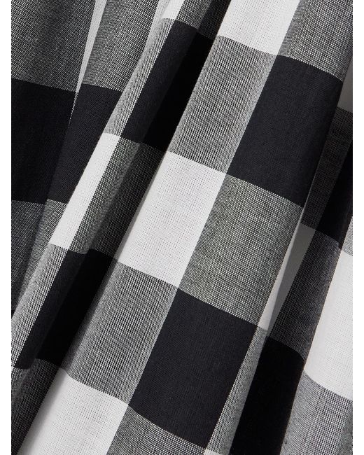 Sea White Gathered Gingham Cotton-Poplin Midi Dress