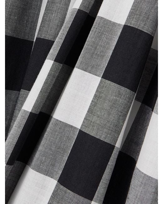 Sea White Gathered Gingham Cotton-Poplin Midi Dress
