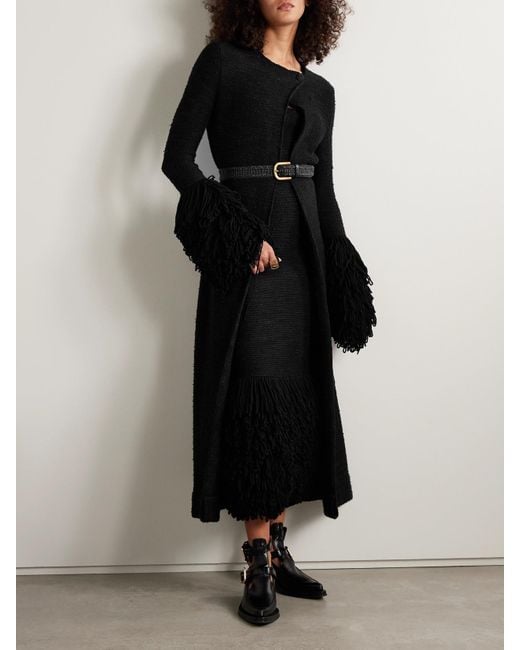 Gabriela Hearst Black Corus Strapless Fringed Cashmere And Silk-Blend Midi Dress