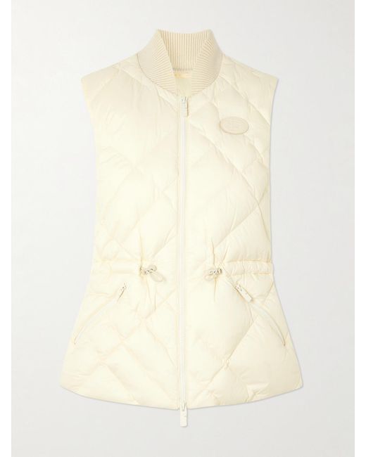 Burberry Natural Appliquéd Leather-Trimmed Padded Quilted Shell Down Vest