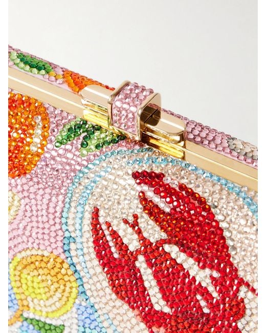 Judith Leiber Red Amalfi Slim Slide Crystal-Embellished-Tone Clutch