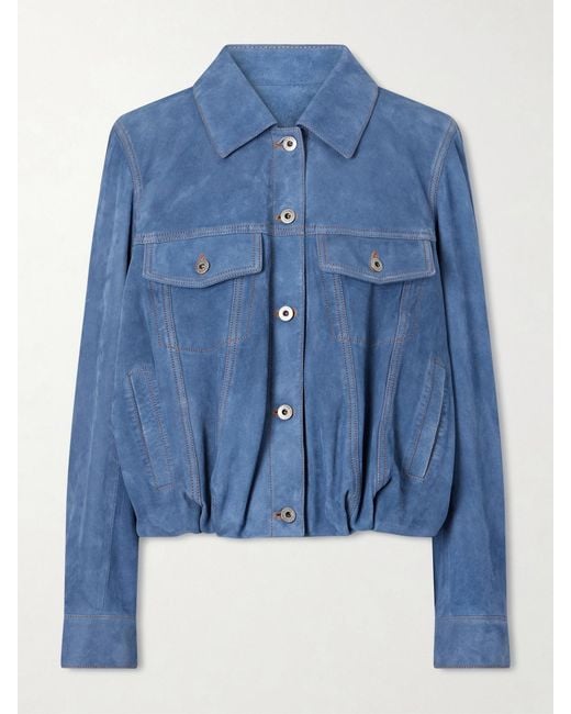 Loewe Blue Gathered Suede Jacket